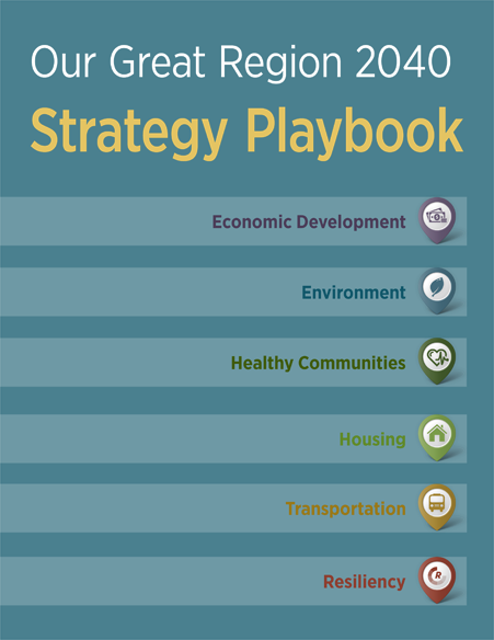 Cover for Our Great Region 2040 Strategies Playbook